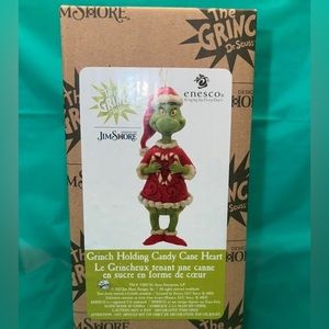 Enesco Jim Shore Grinch Holding Candy Cane Heart.